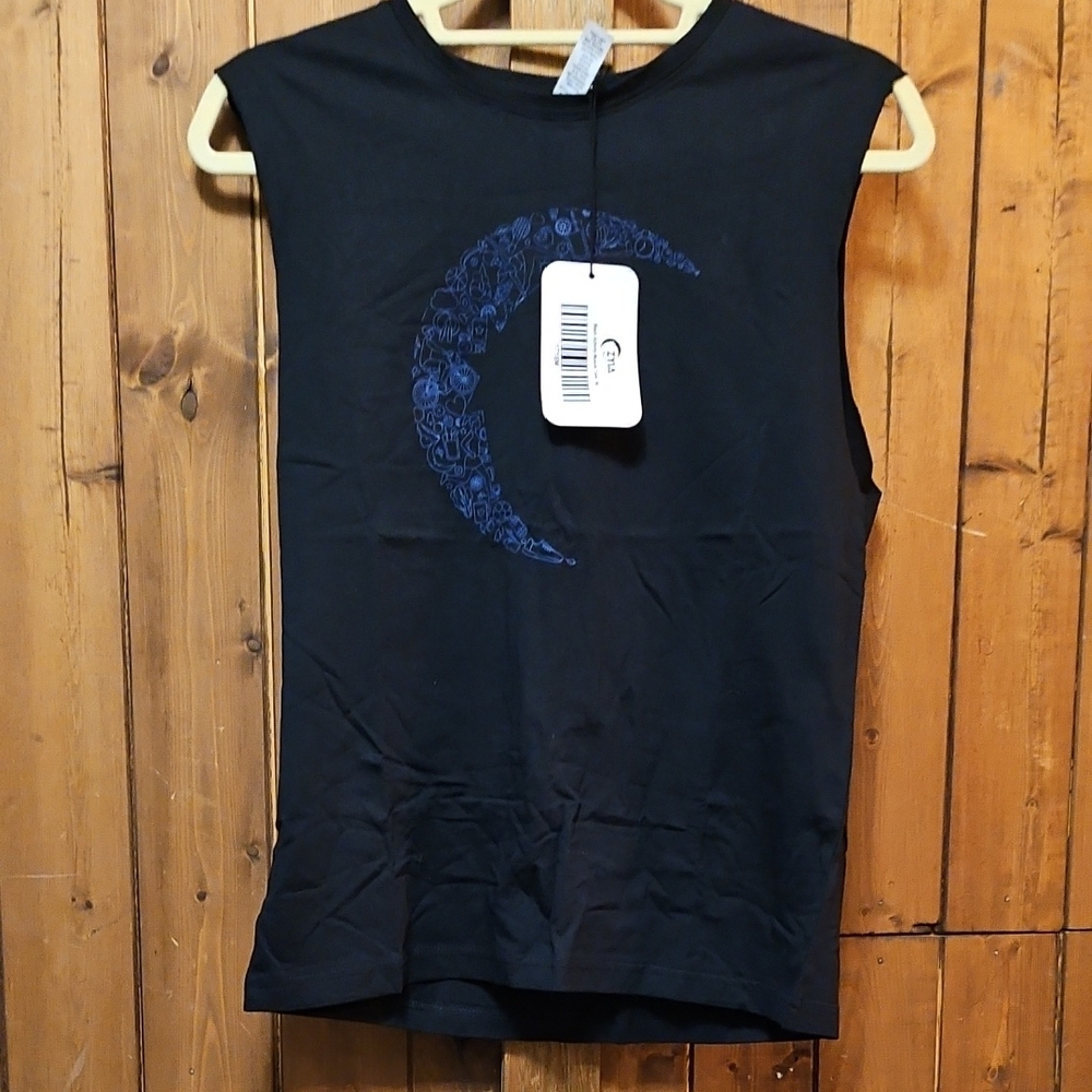 Active USA Black Muscle Tee with Blue Crescent